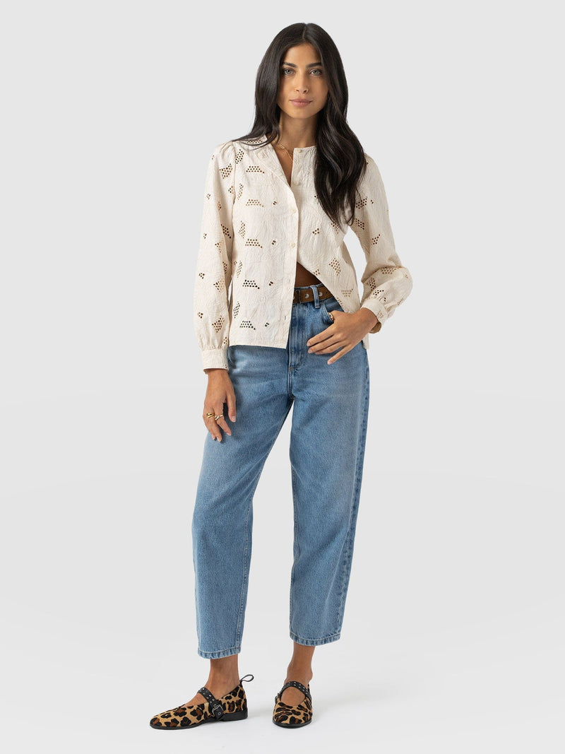 Tabitha Blouse - Cream Floral - Women's Blouses | Saint + Sofia® UK