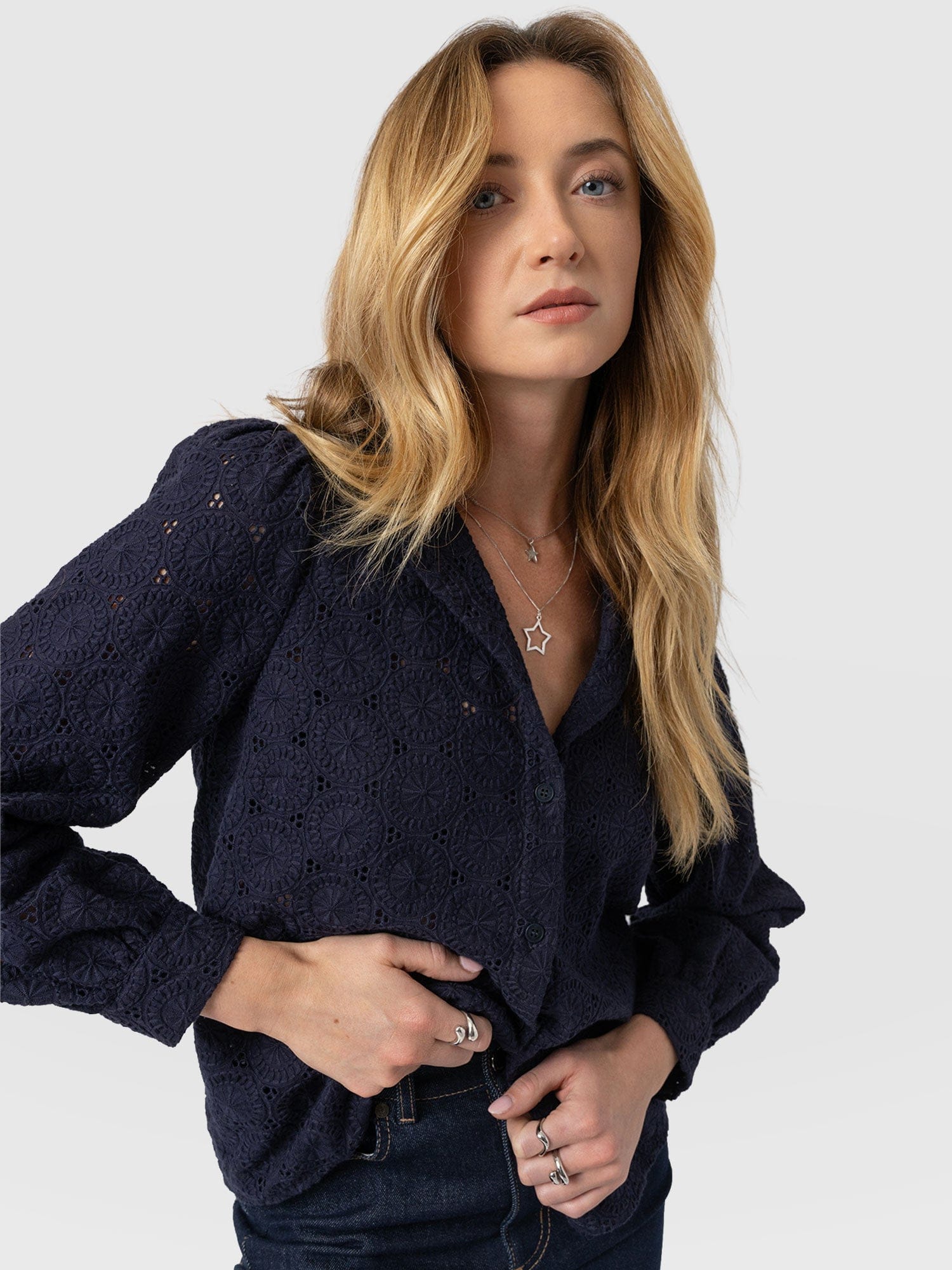 Tabitha Blouse - Navy - Women's Blouses | Saint + Sofia® UK