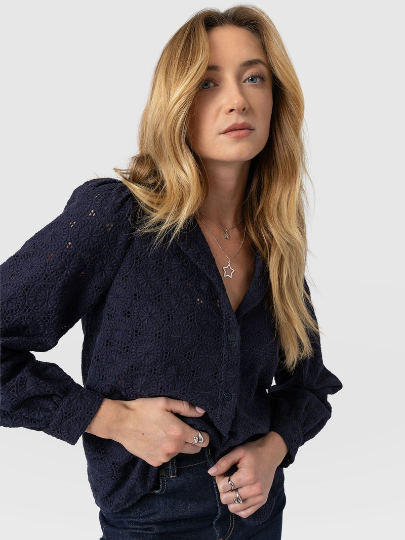 Tabitha Blouse - Navy - Women's Blouses | Saint + Sofia® UK