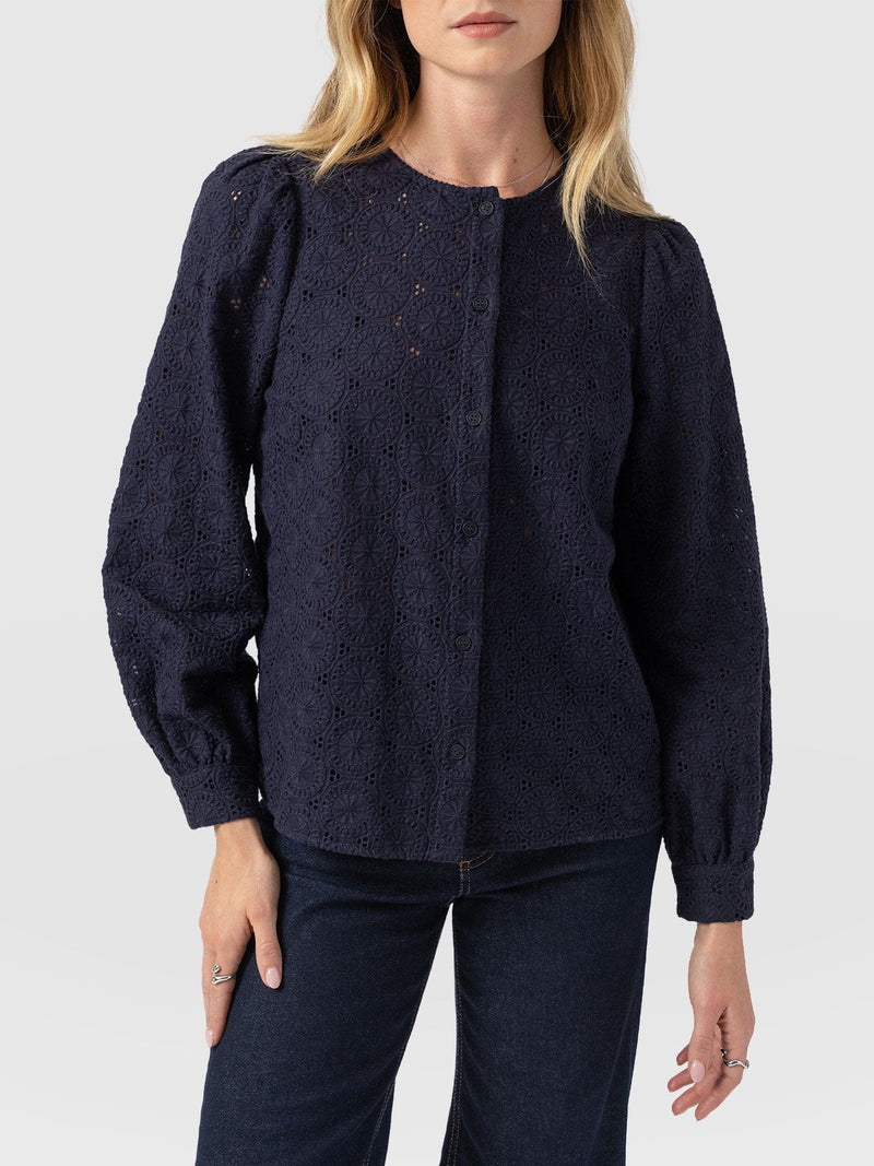 Tabitha Blouse - Navy - Women's Blouses | Saint + Sofia® UK