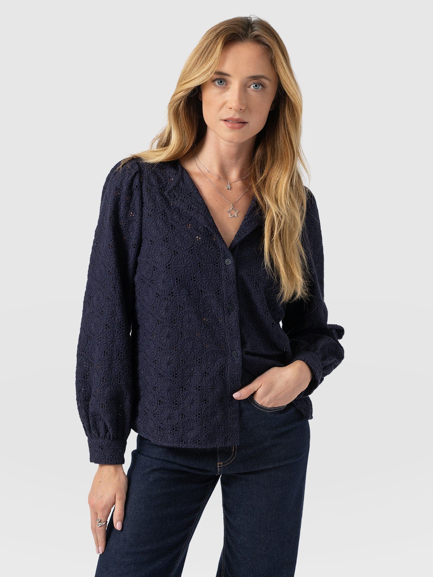 Tabitha Blouse - Navy - Women's Blouses | Saint + Sofia® UK