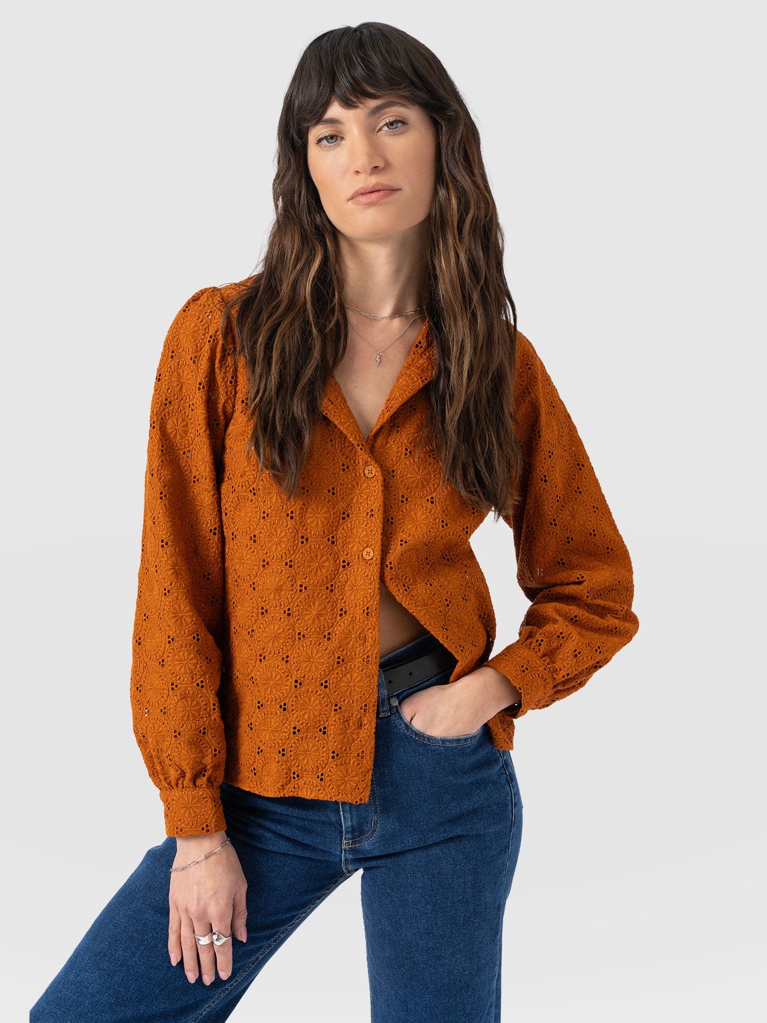 Tabitha Blouse Tan - Women's Blouses | Saint + Sofia® UK
