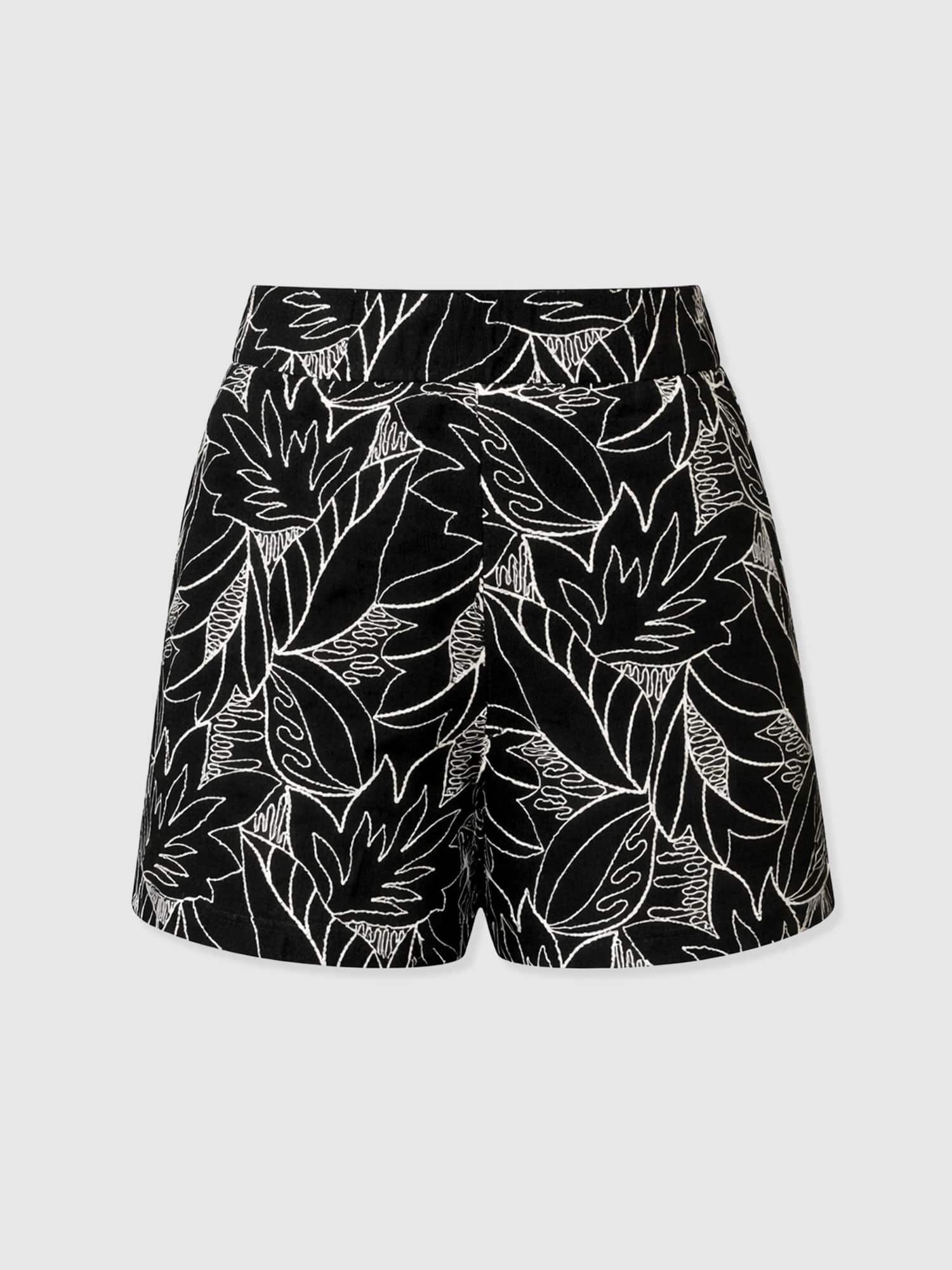 Tabitha Short - Black Embroidered - Women's Shorts | Saint + Sofia® UK