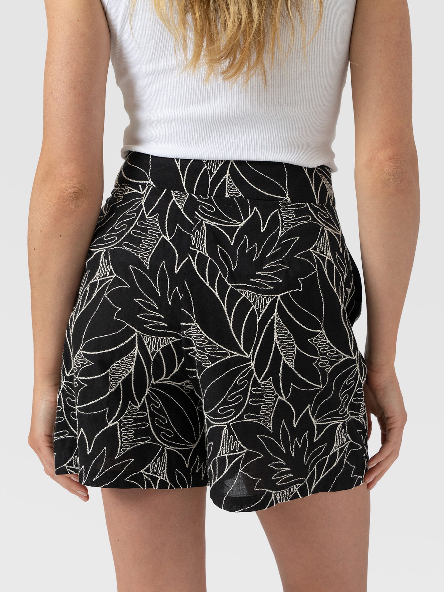 Tabitha Short - Black Embroidered - Women's Shorts | Saint and Sofia® UK