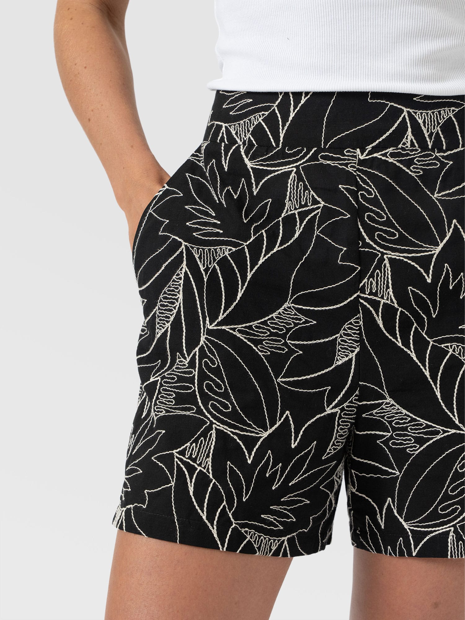 Tabitha Short - Black Embroidered - Women's Shorts | Saint + Sofia® UK