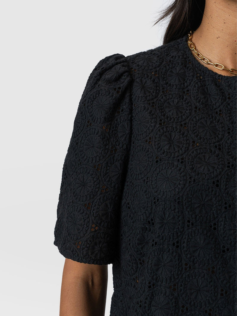 Tabitha Short Sleeve Blouse Black