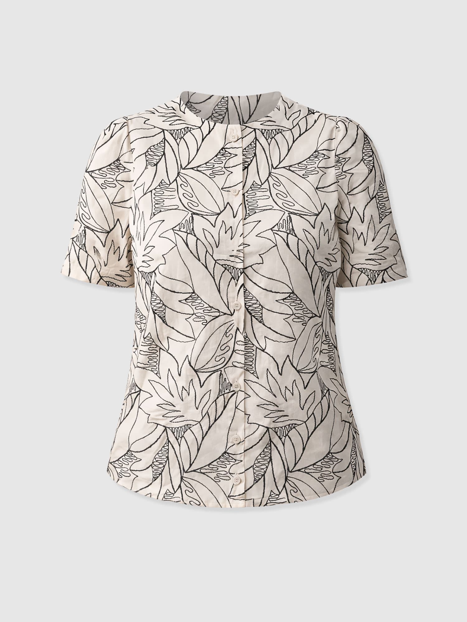 Tabitha Short Sleeve Blouse - Cream Embroidered - Women's Blouses | Saint + Sofia® UK