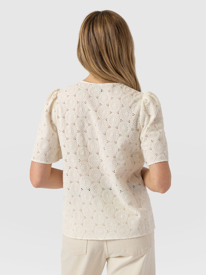 Tabitha Short Sleeve Blouse - Cream