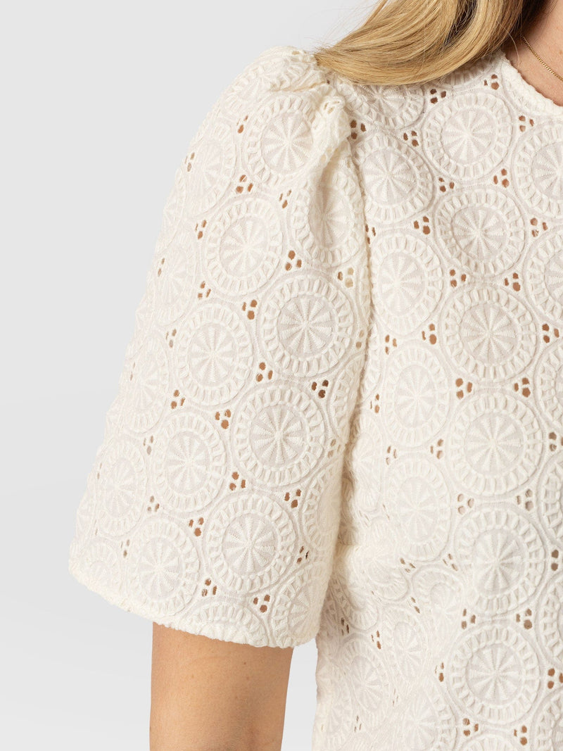 Tabitha Short Sleeve Blouse - Cream