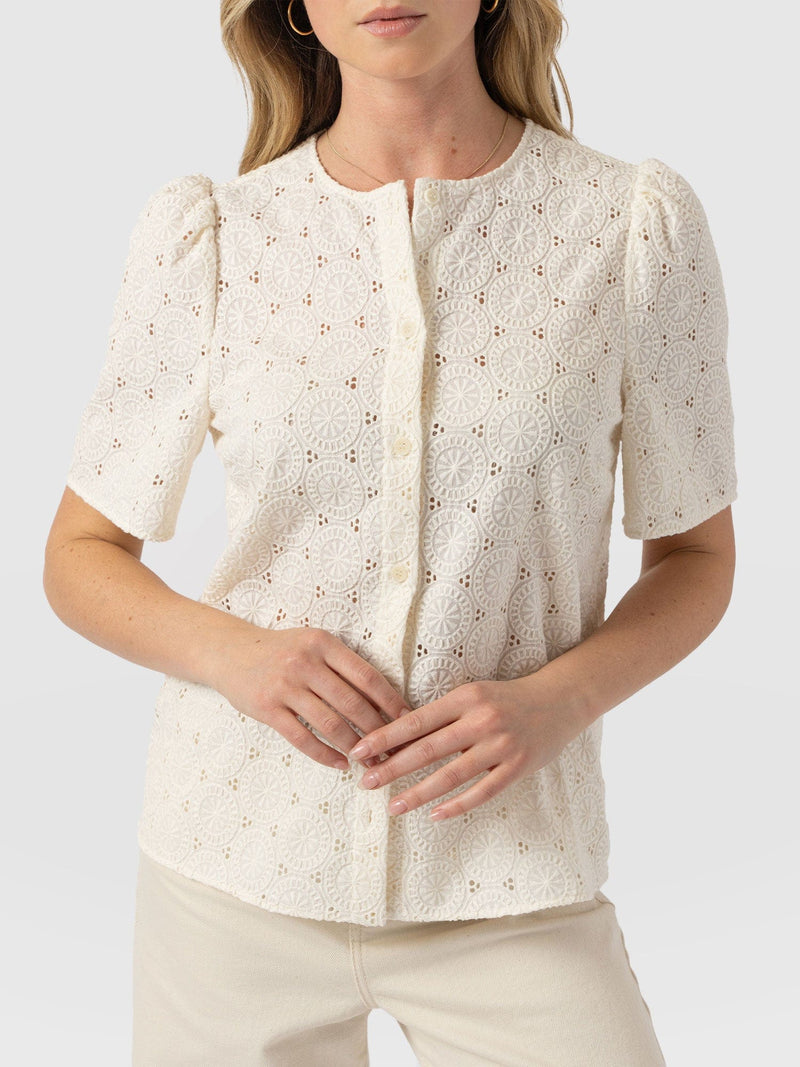 Tabitha Short Sleeve Blouse - Cream