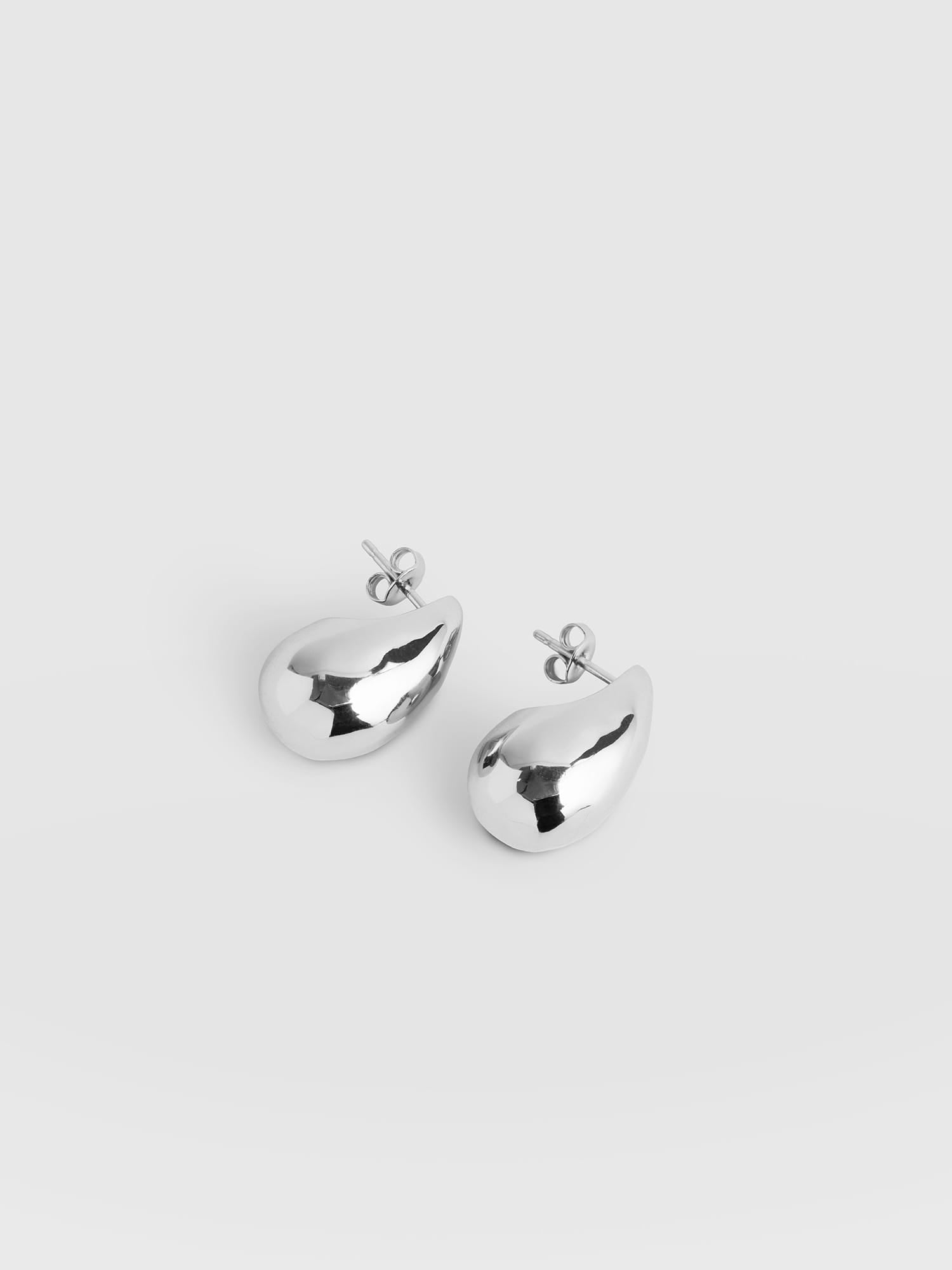 Teardrop Hammered Earrings - Silver