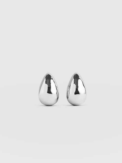 Teardrop Hammered Earrings - Silver