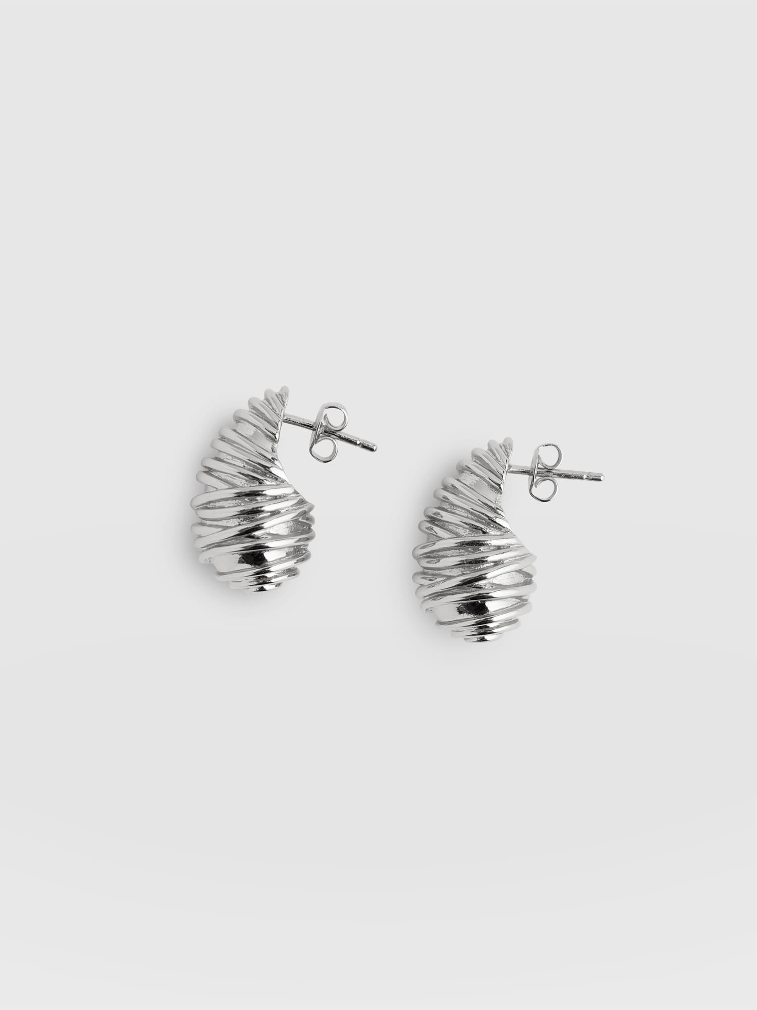 Teardrop Swirl Earrings - Silver