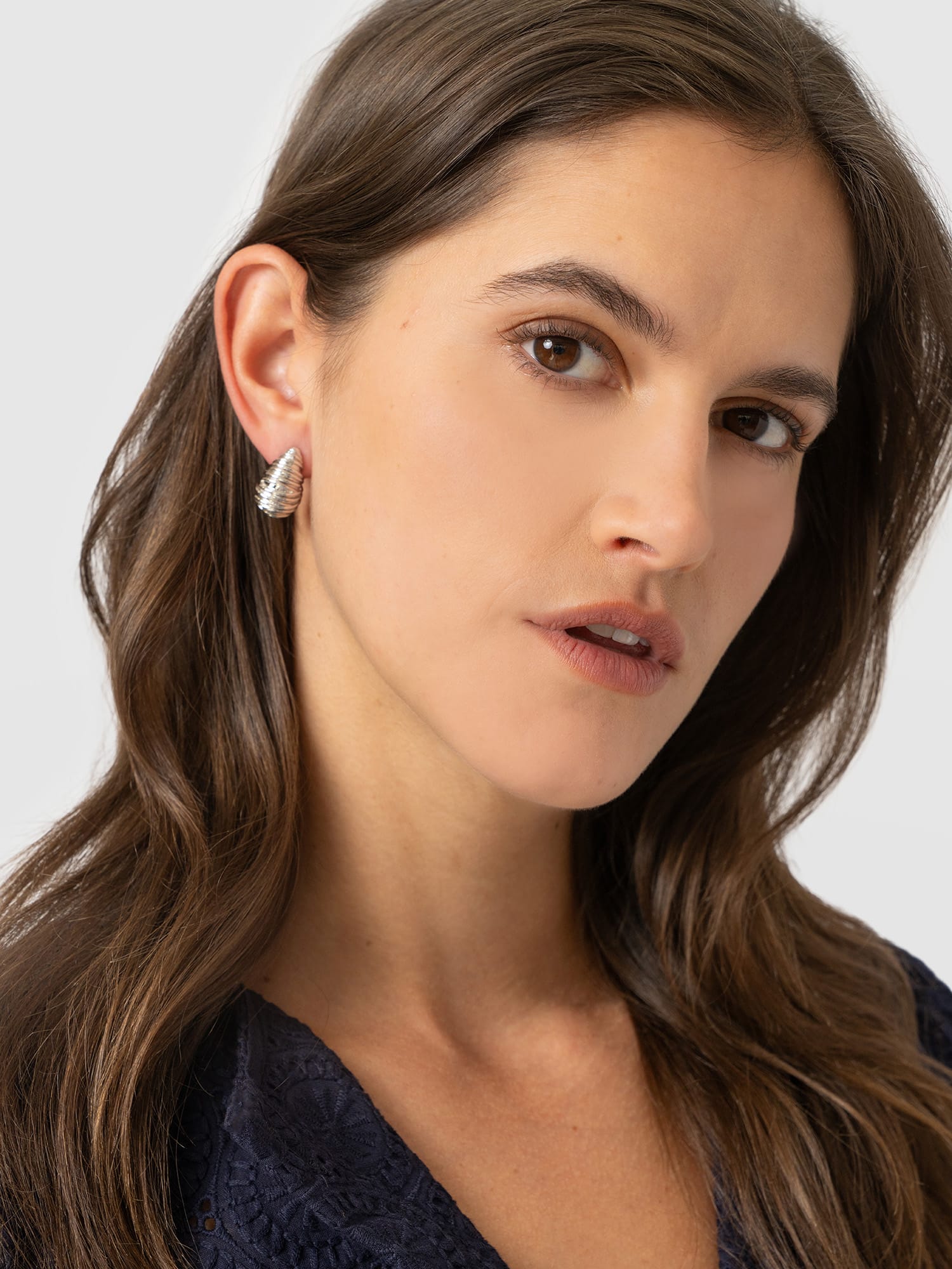 Teardrop Swirl Earrings - Silver