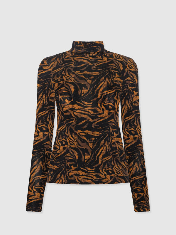 Tempest Roll Neck - Brown Zebra