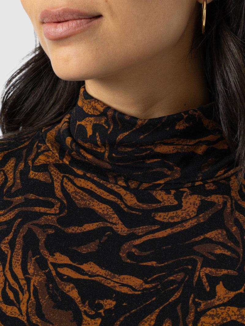 Tempest Roll Neck - Brown Zebra