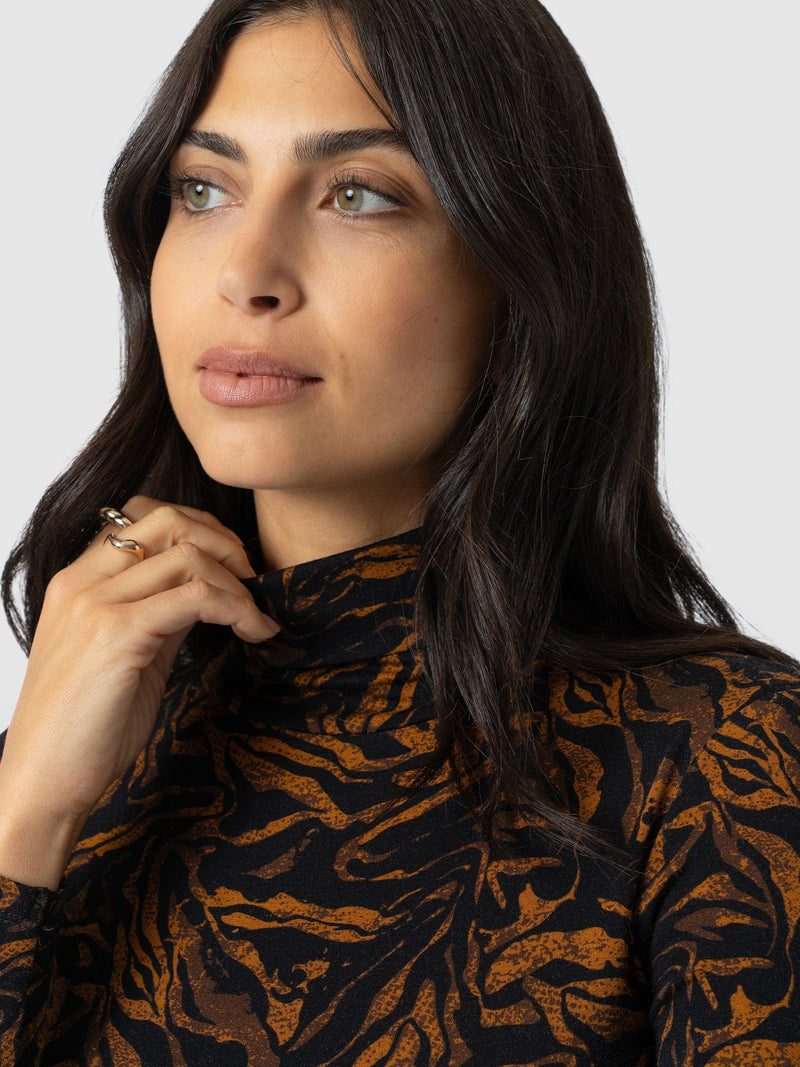 Tempest Roll Neck - Brown Zebra