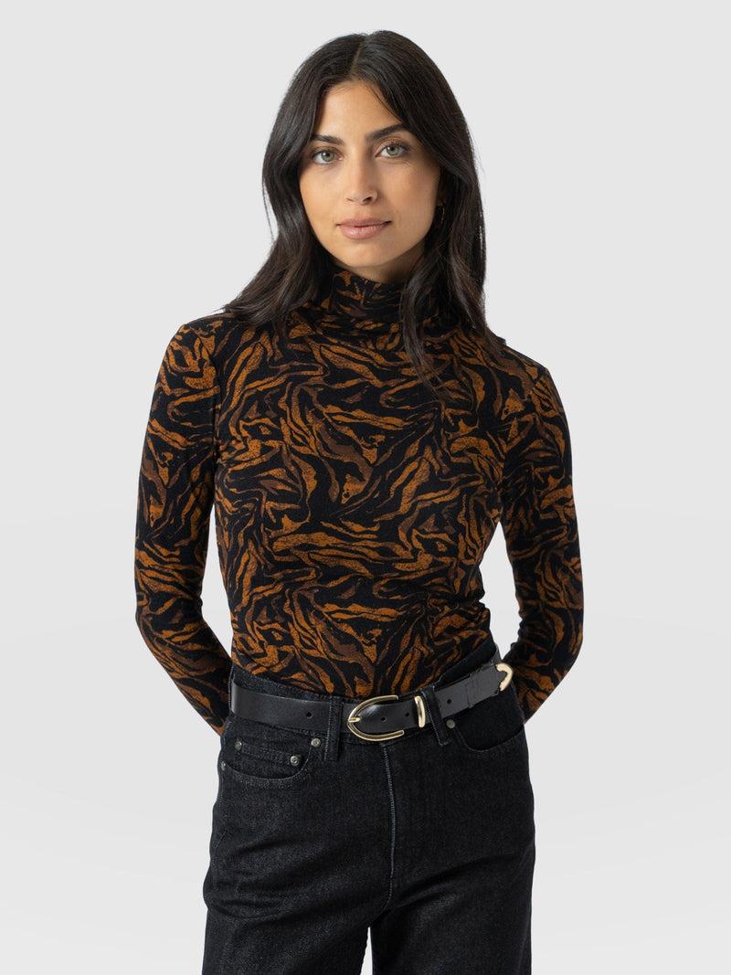 Tempest Roll Neck - Brown Zebra