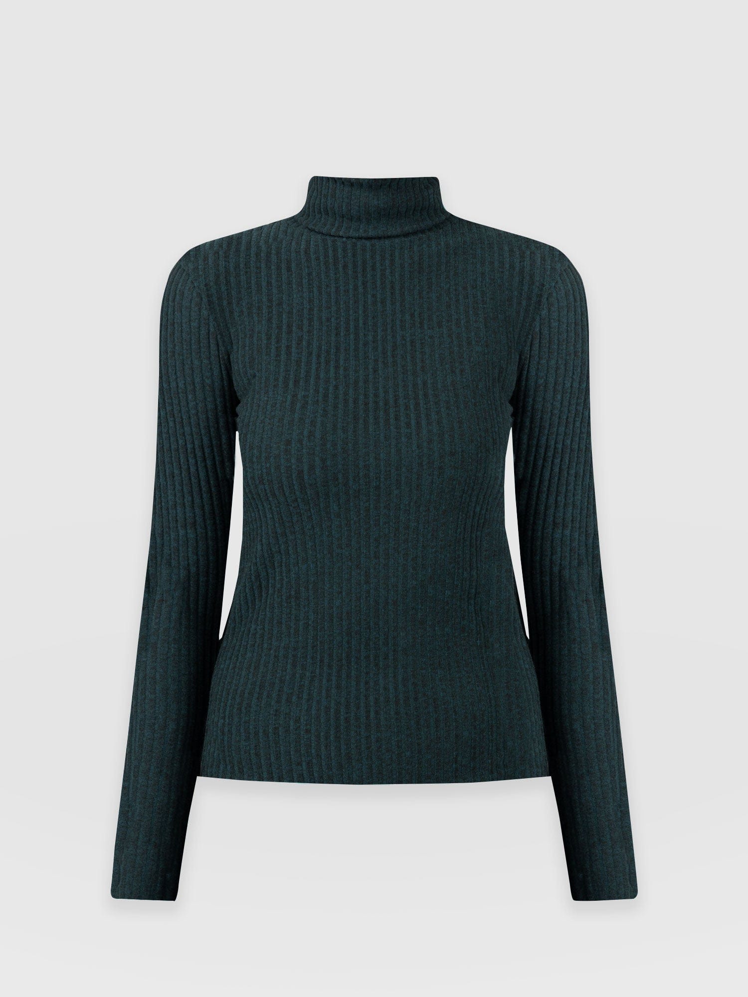 Green roll outlet neck top