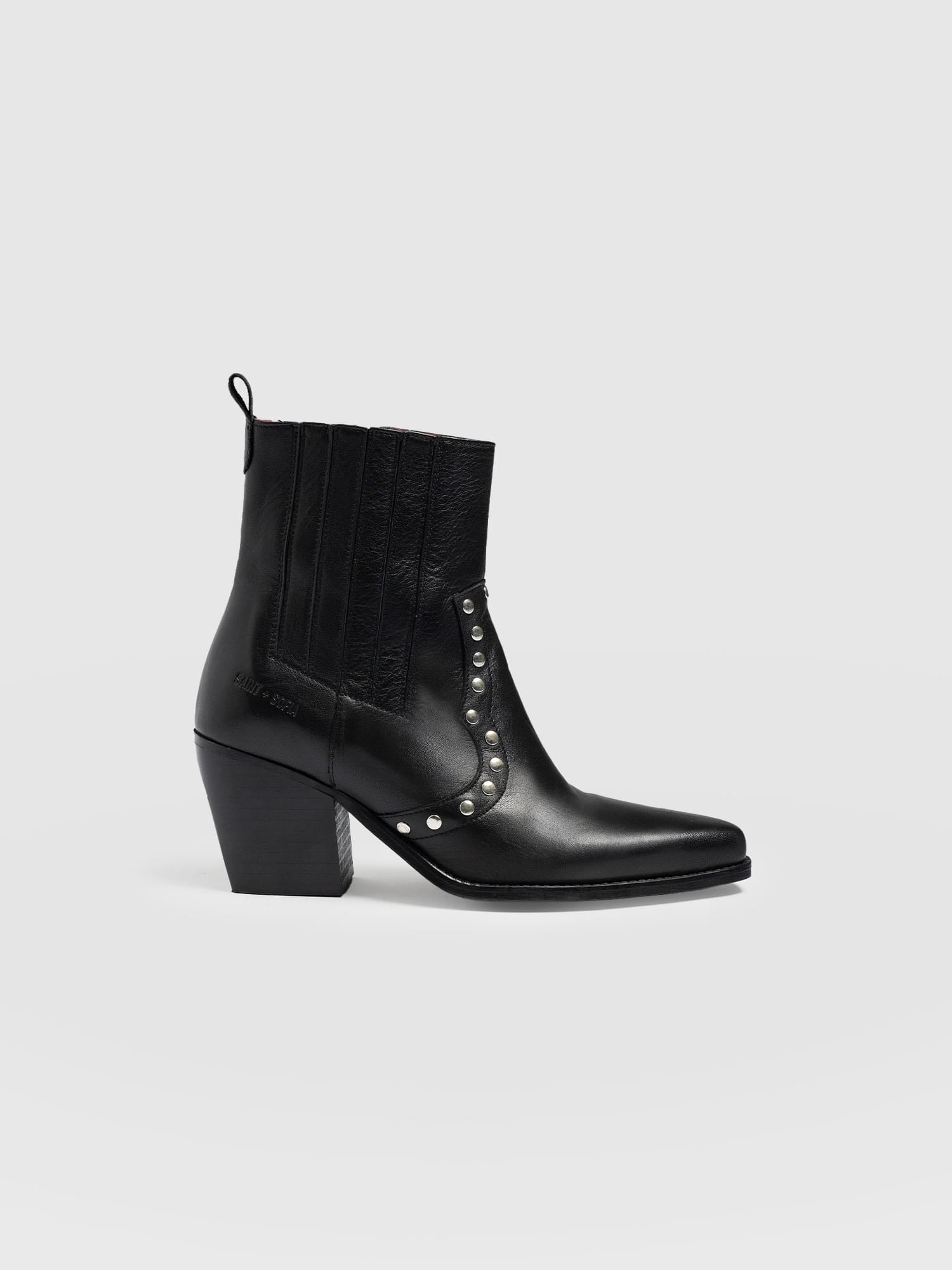 Texas Studded Boot Black - Women's Leather Boots | Saint + Sofia® UK