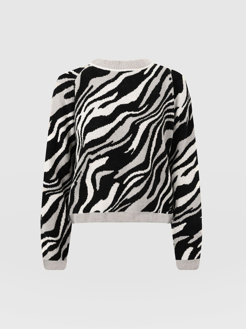 Tori Jacquard Sweater - Monochrome Wave