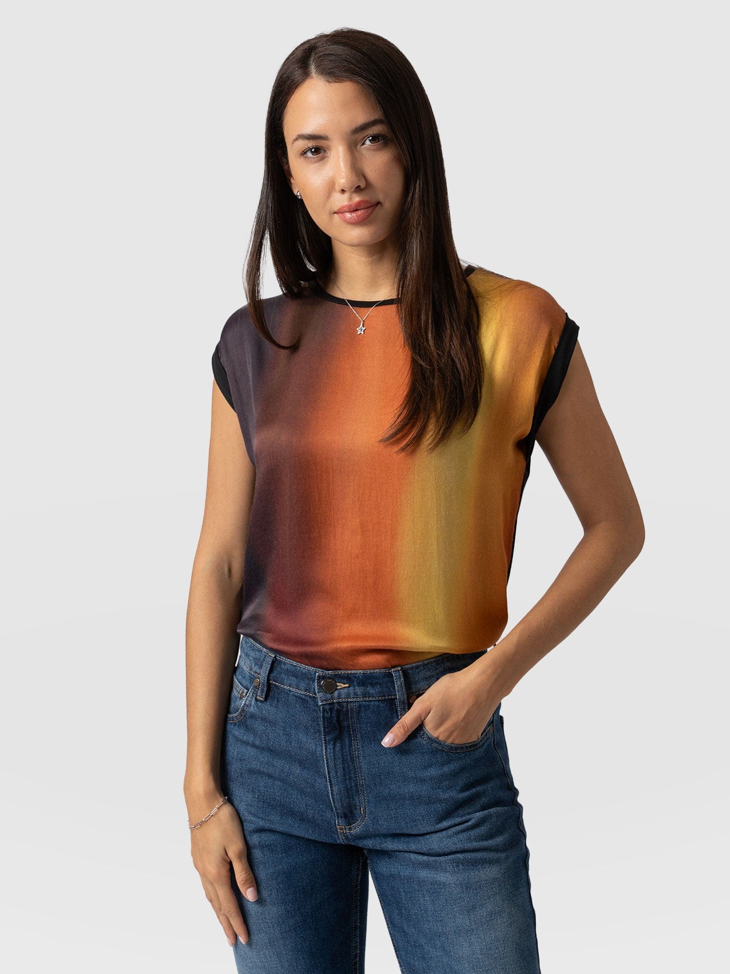 Turn Up Contrast Tee Amber Gradient - Women's T-Shirts | Saint + Sofia® UK