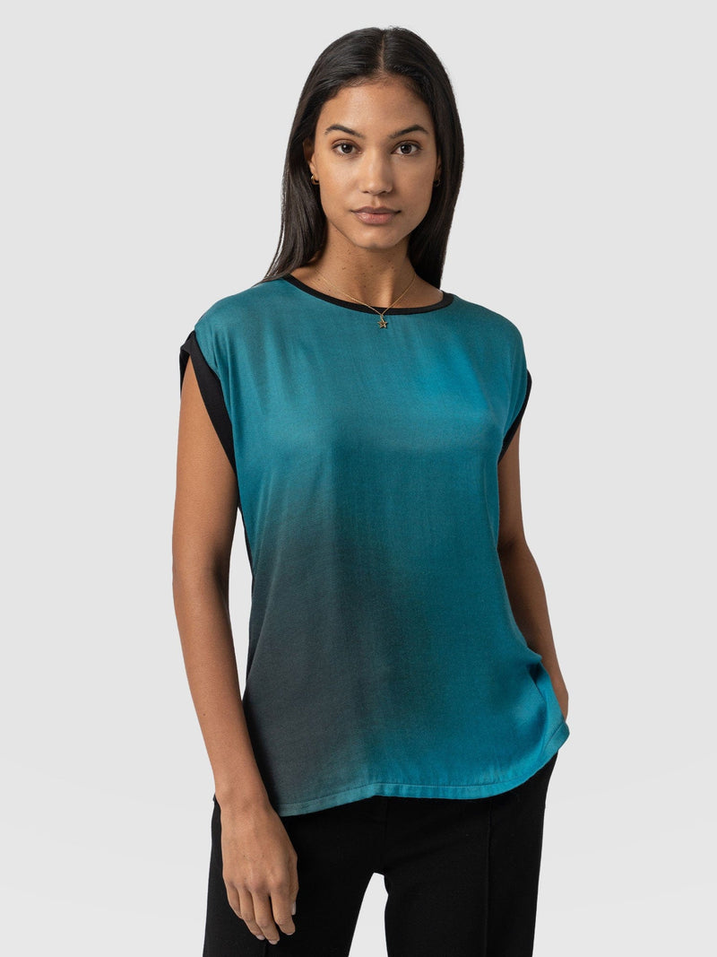 Turn Up Contrast Tee - Blue Coral