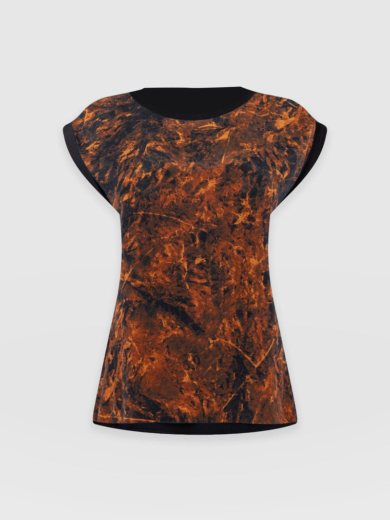 Turn Up Contrast Tee - Brown Marble