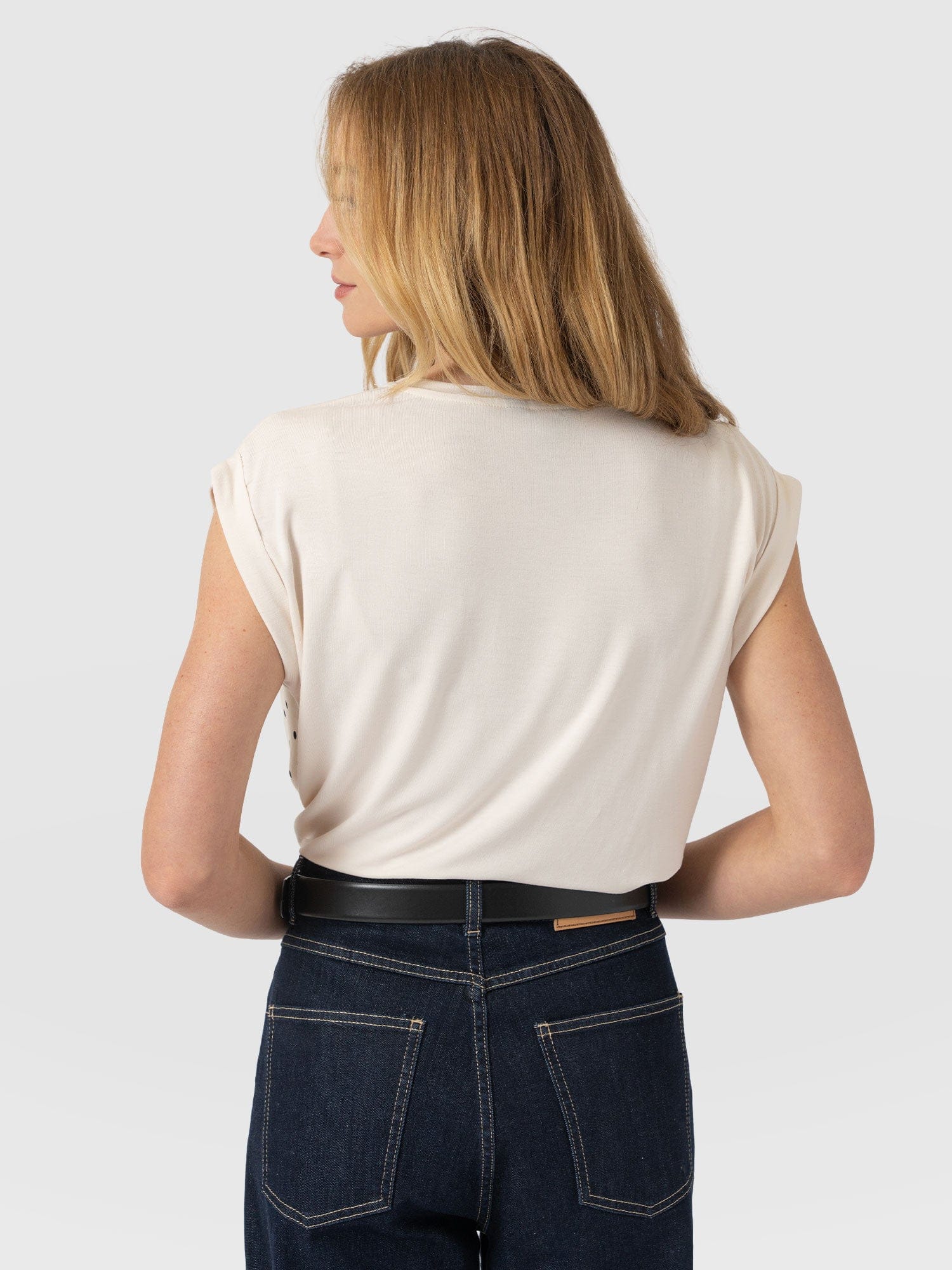 Turn Up Contrast Tee - Cream Polka Dot