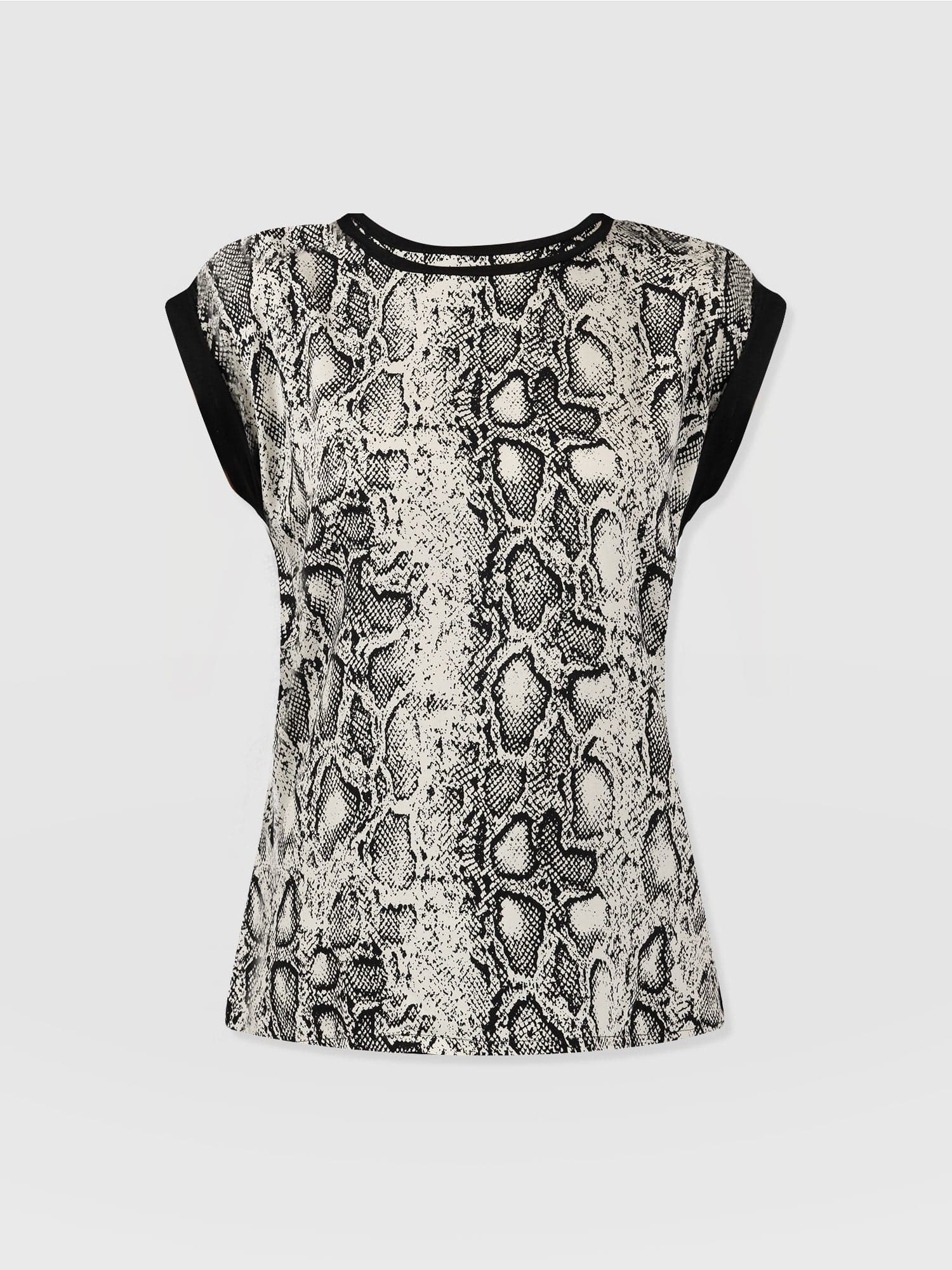 Turn Up Contrast Tee Cream Snake - Women's T-Shirts | Saint + Sofia® UK