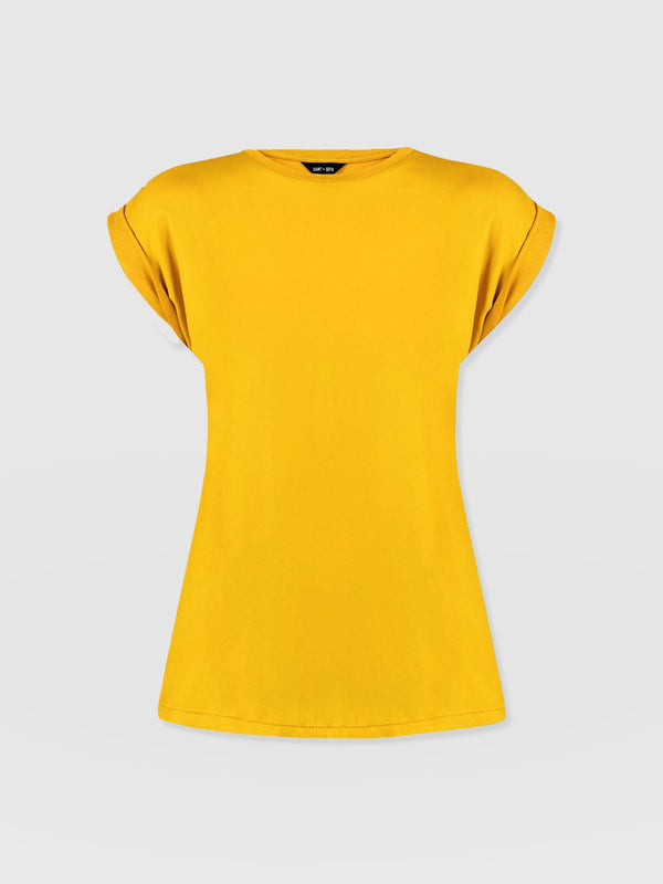 Turn Up Contrast Tee - Golden Yellow