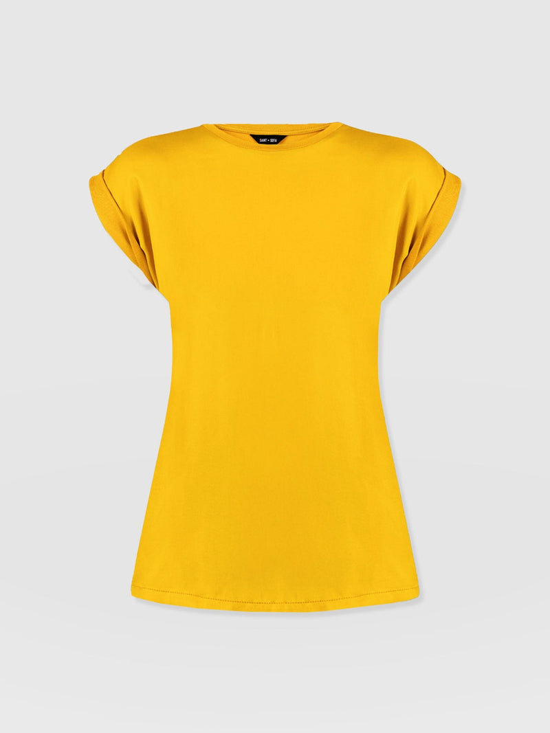 Turn Up Contrast Tee - Golden Yellow