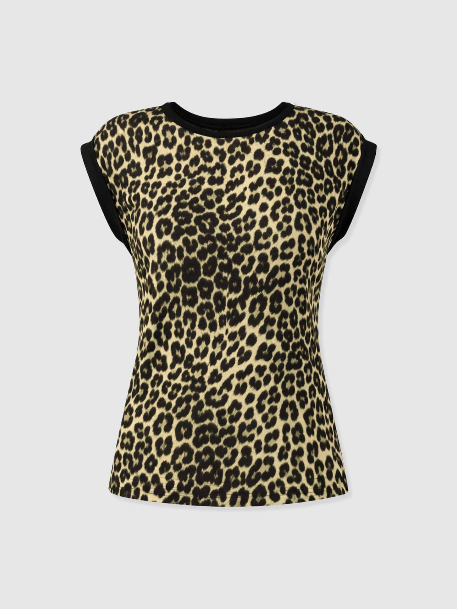 Turn Up Contrast Tee - Green Leopard - Women's T-shirts | Saint + Sofia® UK