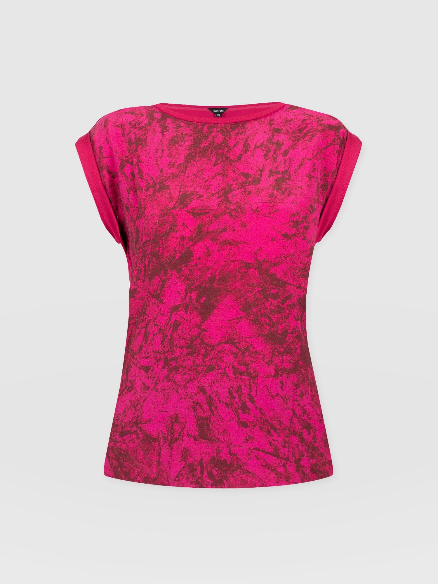 Turn Up Contrast Tee Pink Marble - Women's T-Shirts | Saint + Sofia® UK