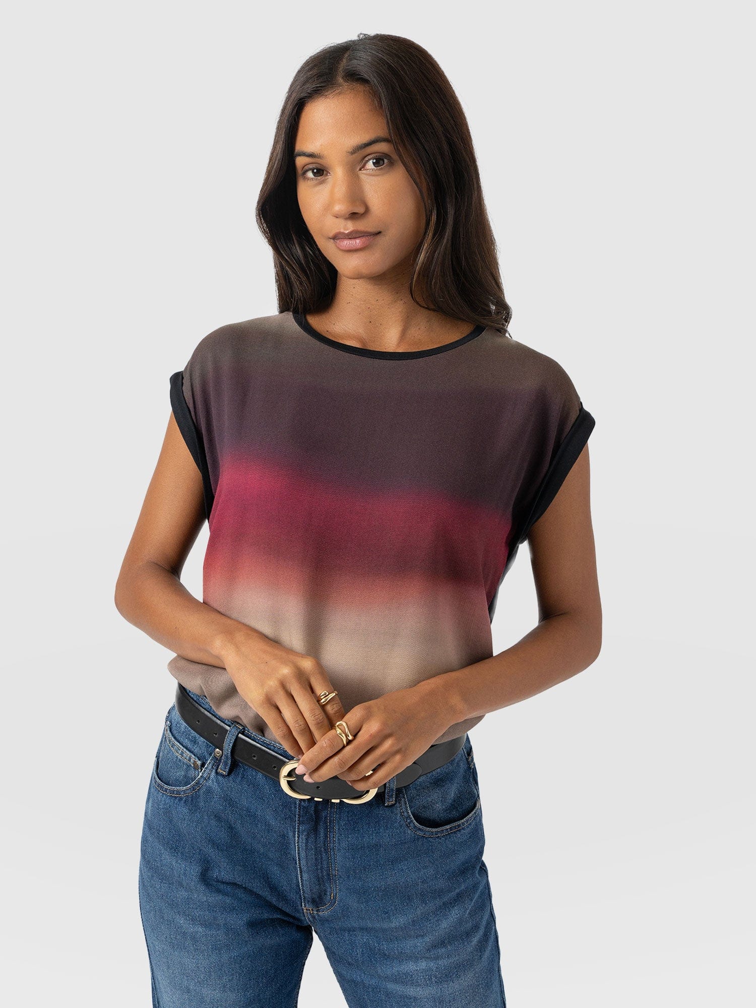 Turn Up Contrast Tee - Purple Gradient