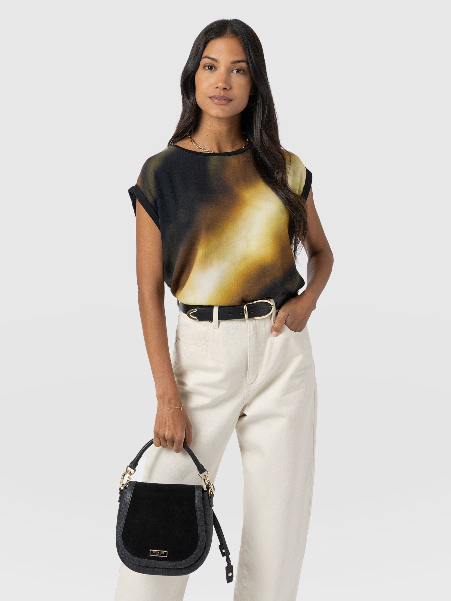 Turn Up Contrast Tee - Yellow Gradient - Women's T-shirts | Saint + Sofia® UK