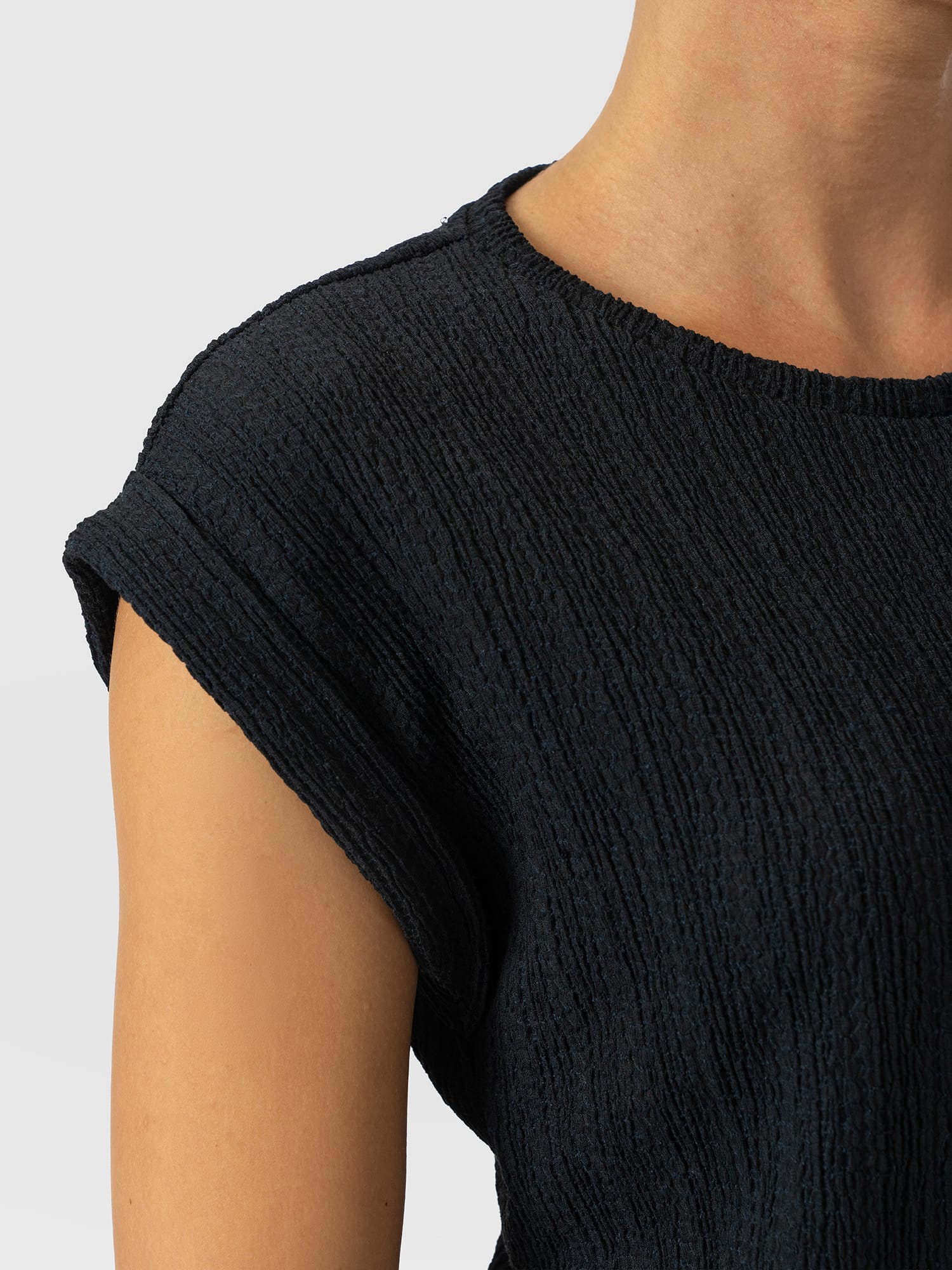 Turn Up Tee - Black Textured - Women's T-shirts | Saint and Sofia® UK