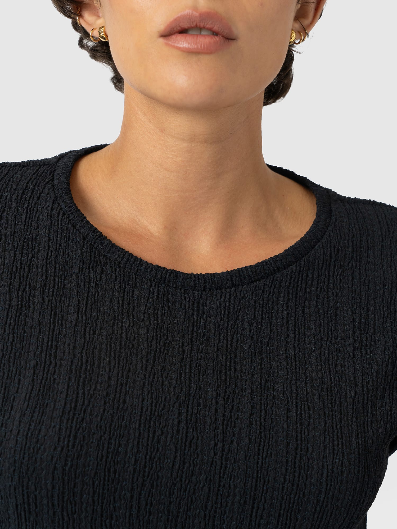 Turn Up Tee - Black Textured - Women's T-shirts | Saint and Sofia® UK