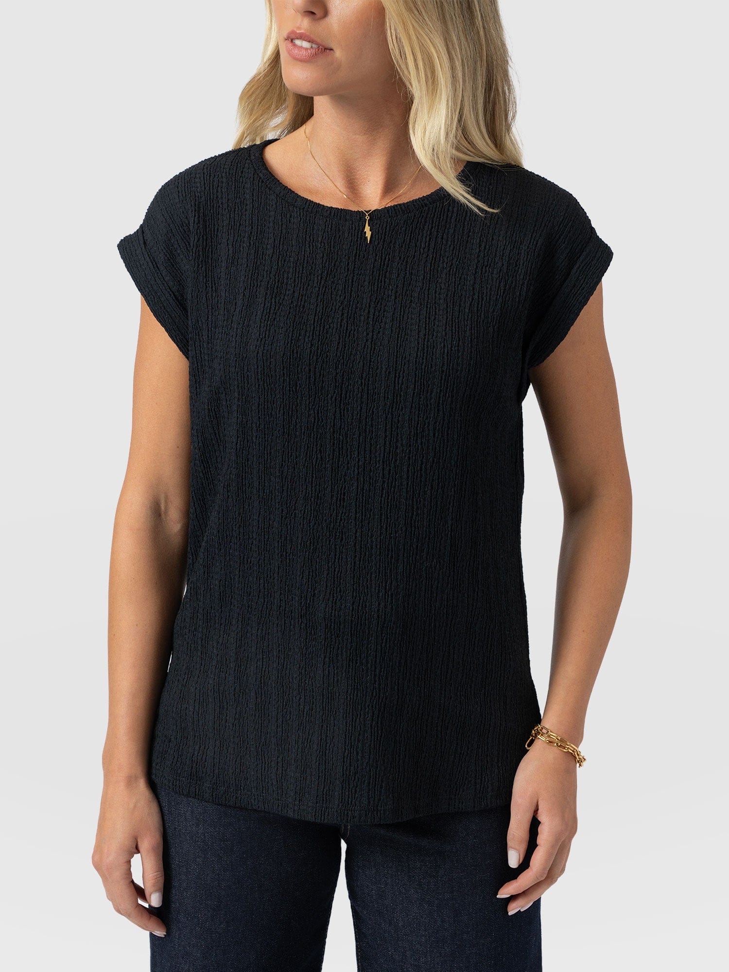 Turn Up Tee - Black Textured