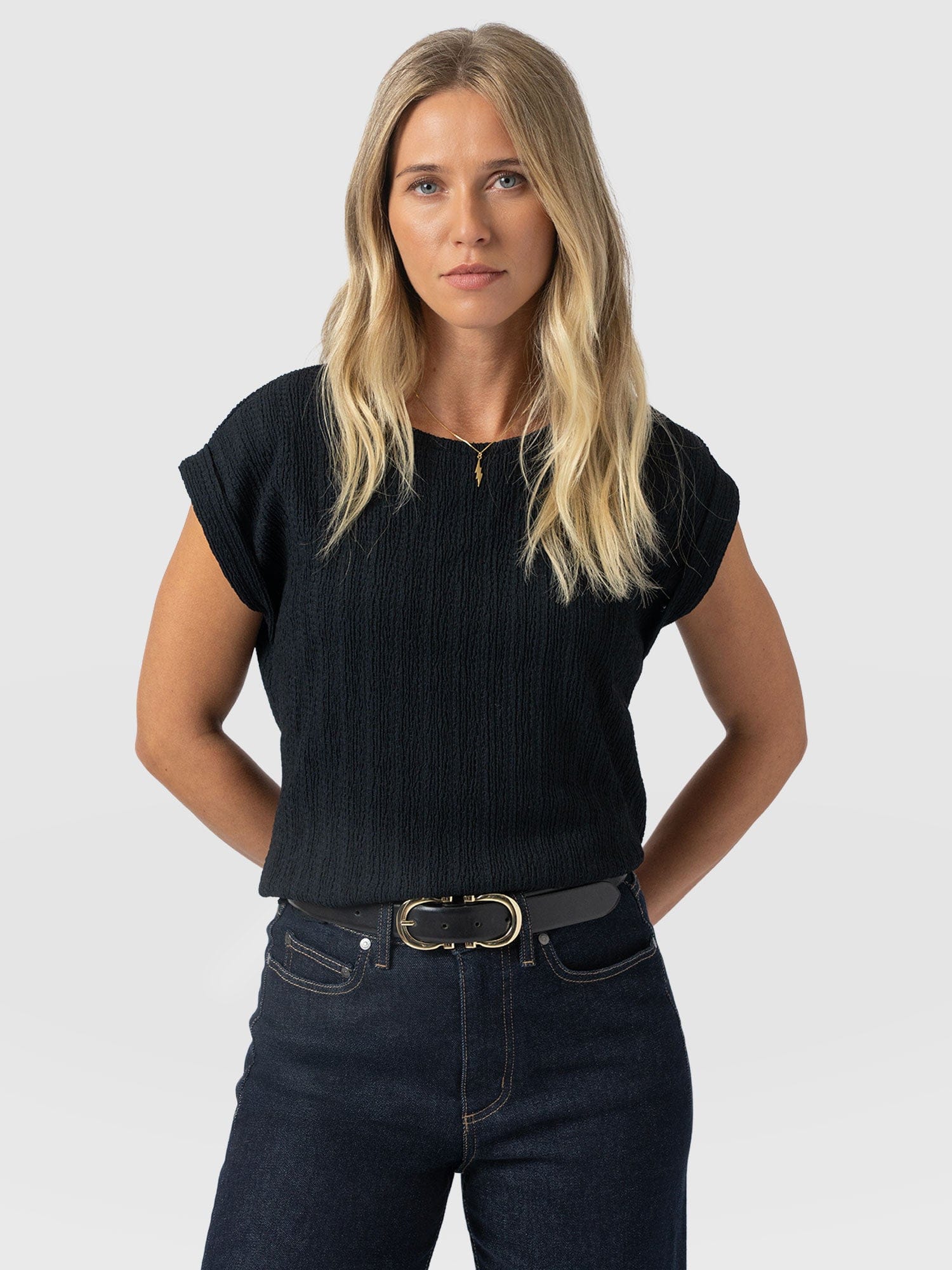 Turn Up Tee - Black Textured