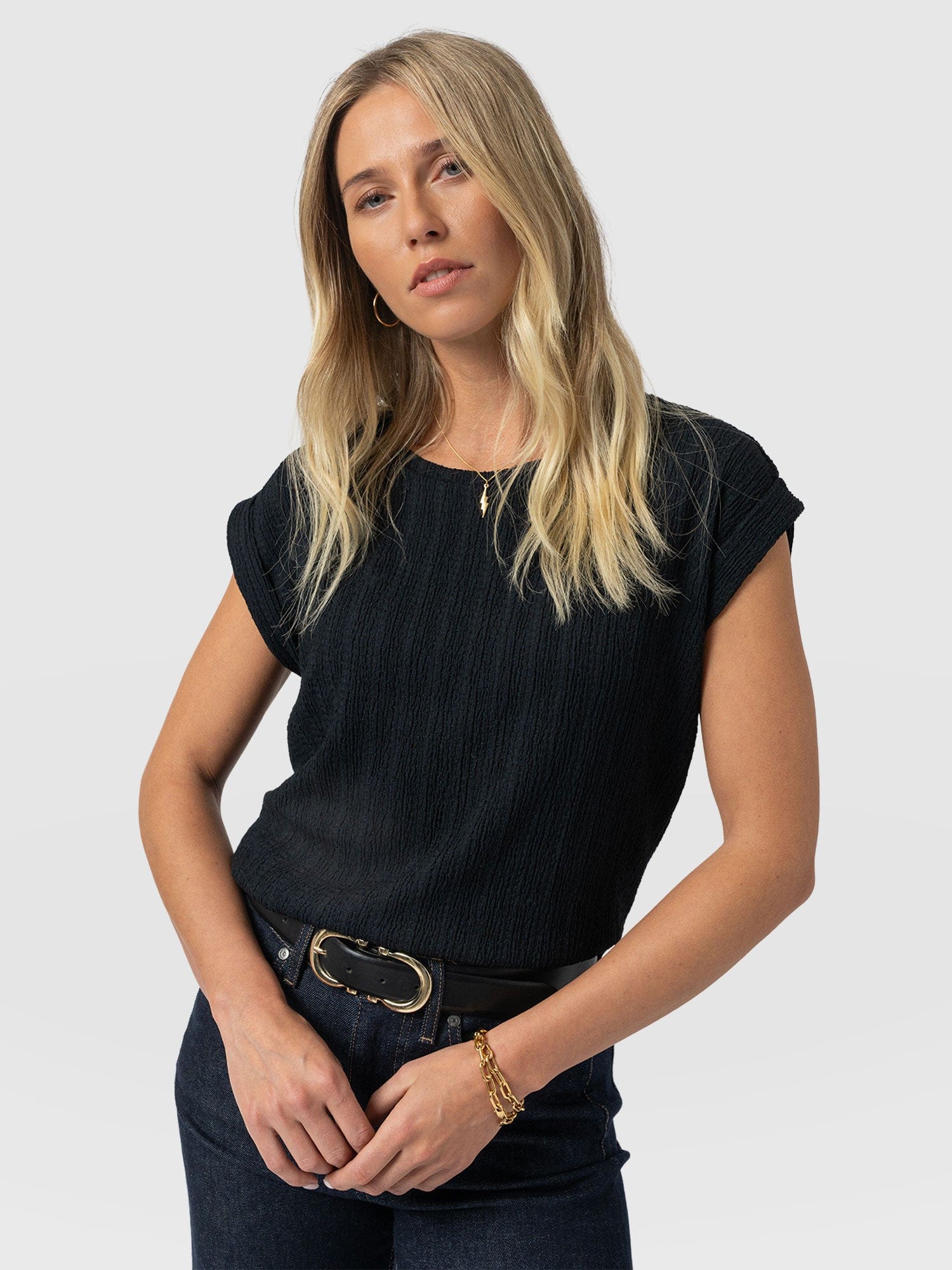 Turn Up Tee - Black Textured