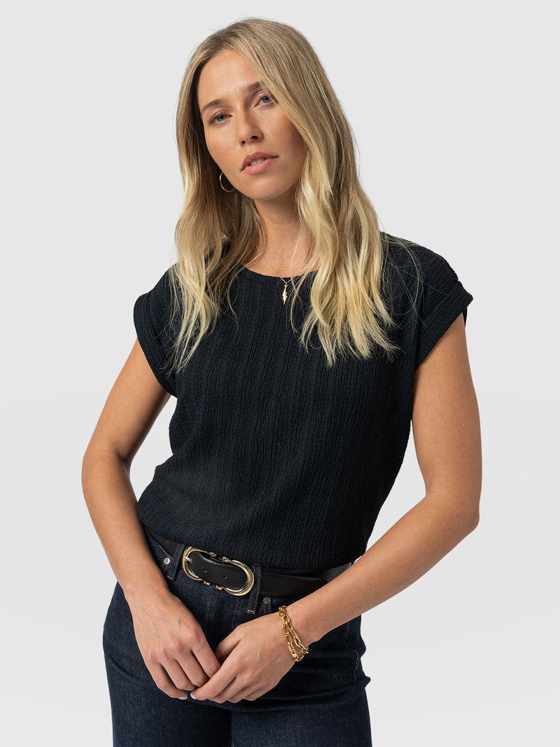 Turn Up Tee - Black Textured