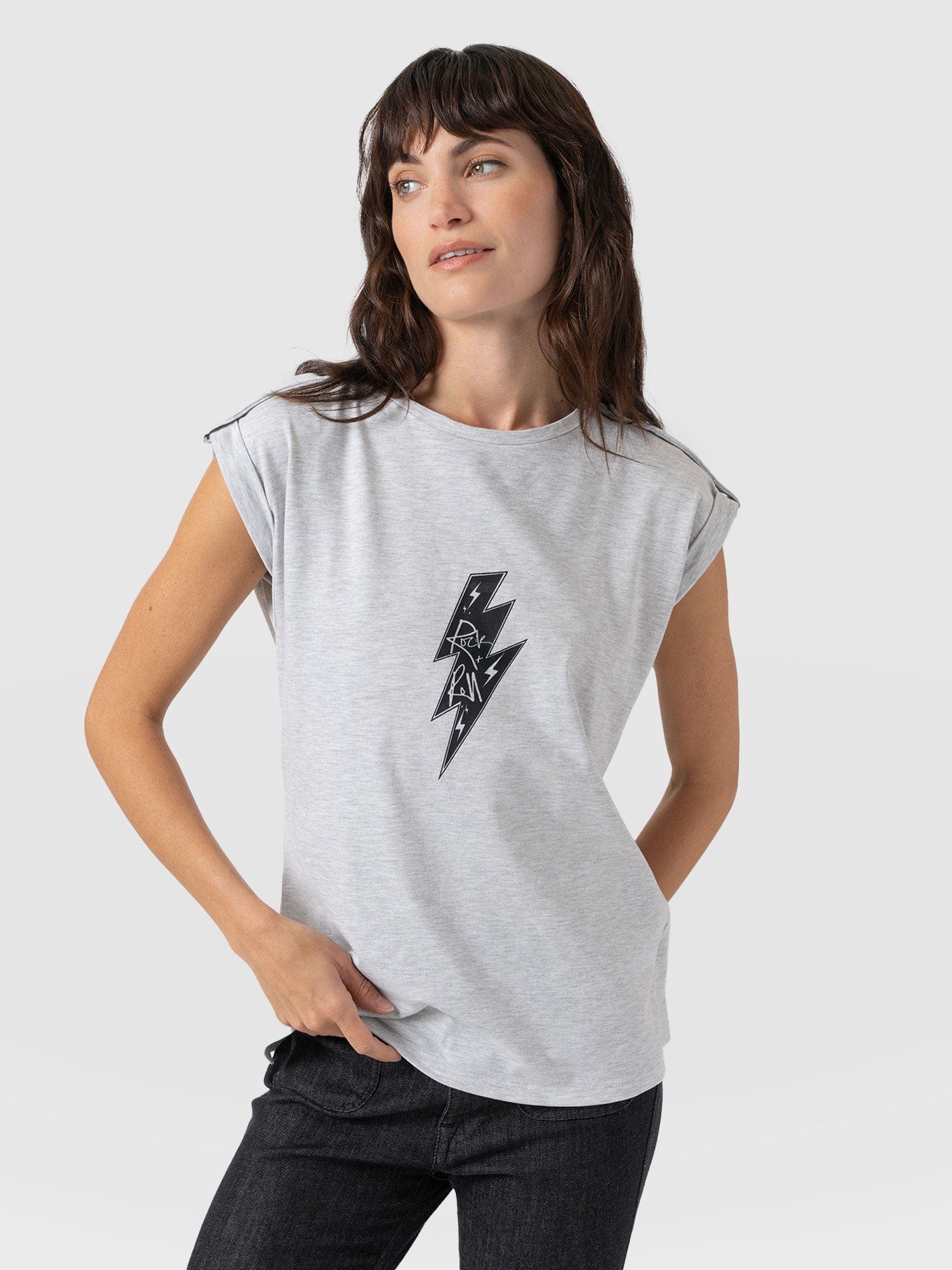 Turn-Up Tee Grey Rock - Women's T-Shirts | Saint + Sofia® UK