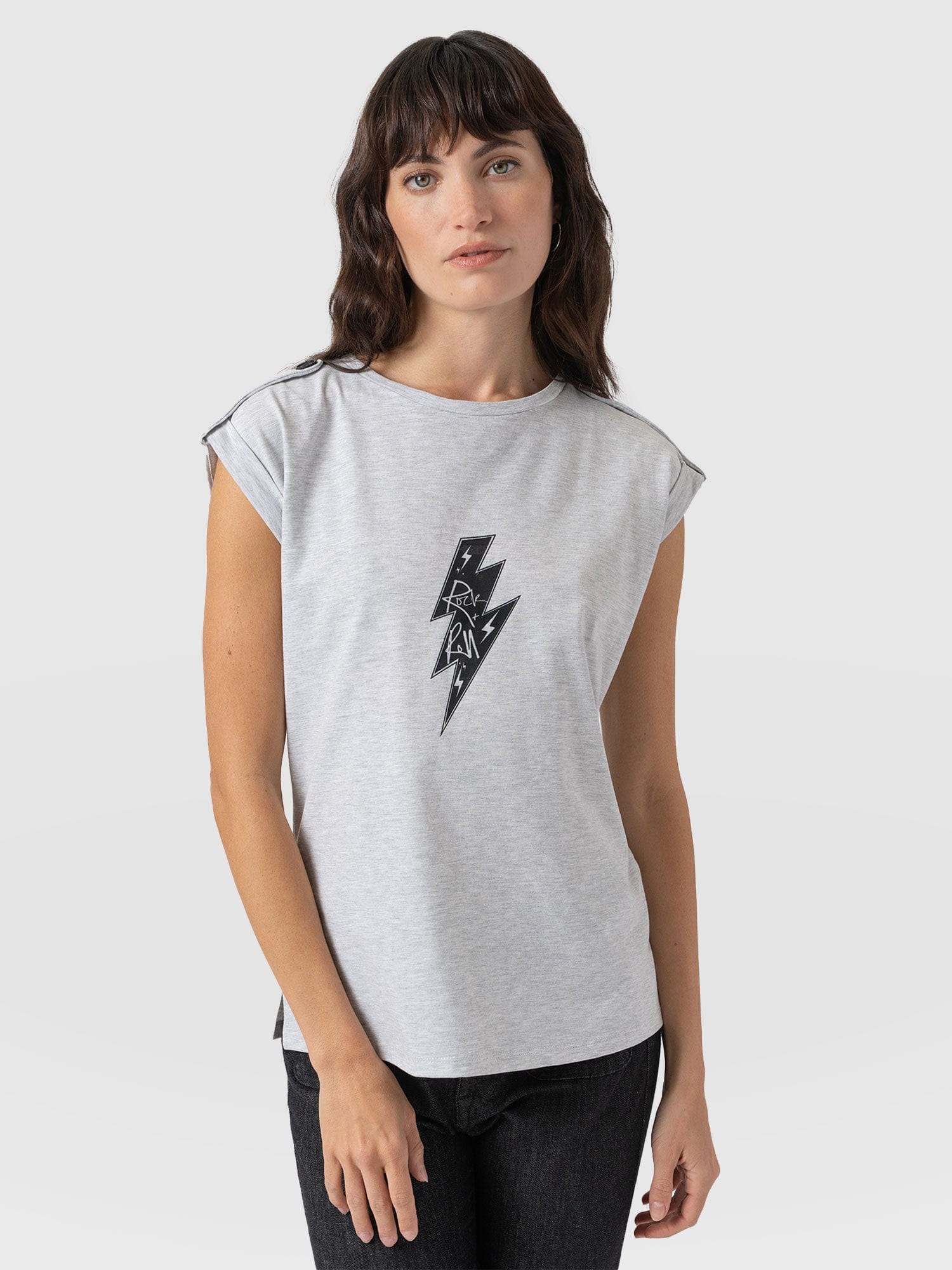 Turn-Up Tee Grey Rock - Women's T-Shirts | Saint + Sofia® UK