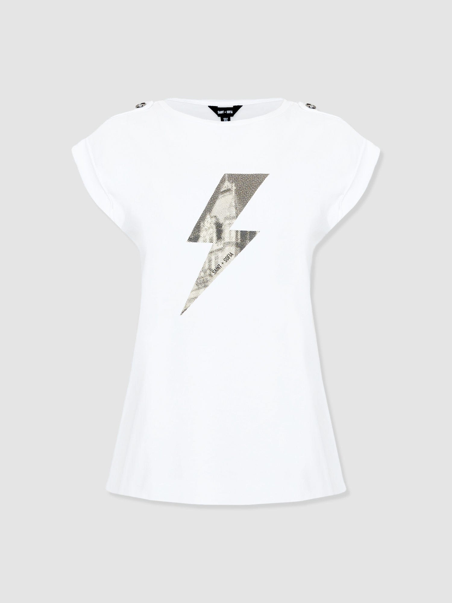 Turn Up Tee - White - Black Lightning Bolt - Women's T-shirts | Saint + Sofia? UK