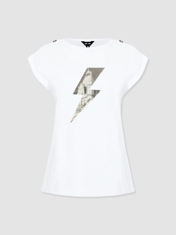 Turn Up Tee - White - Black Lightning Bolt