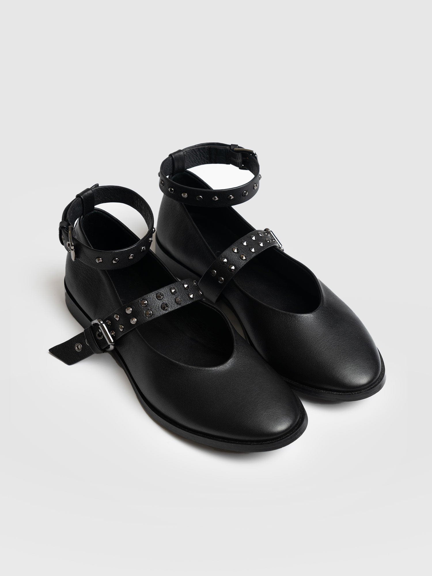 Vega Studded Ballerina Flats - Black