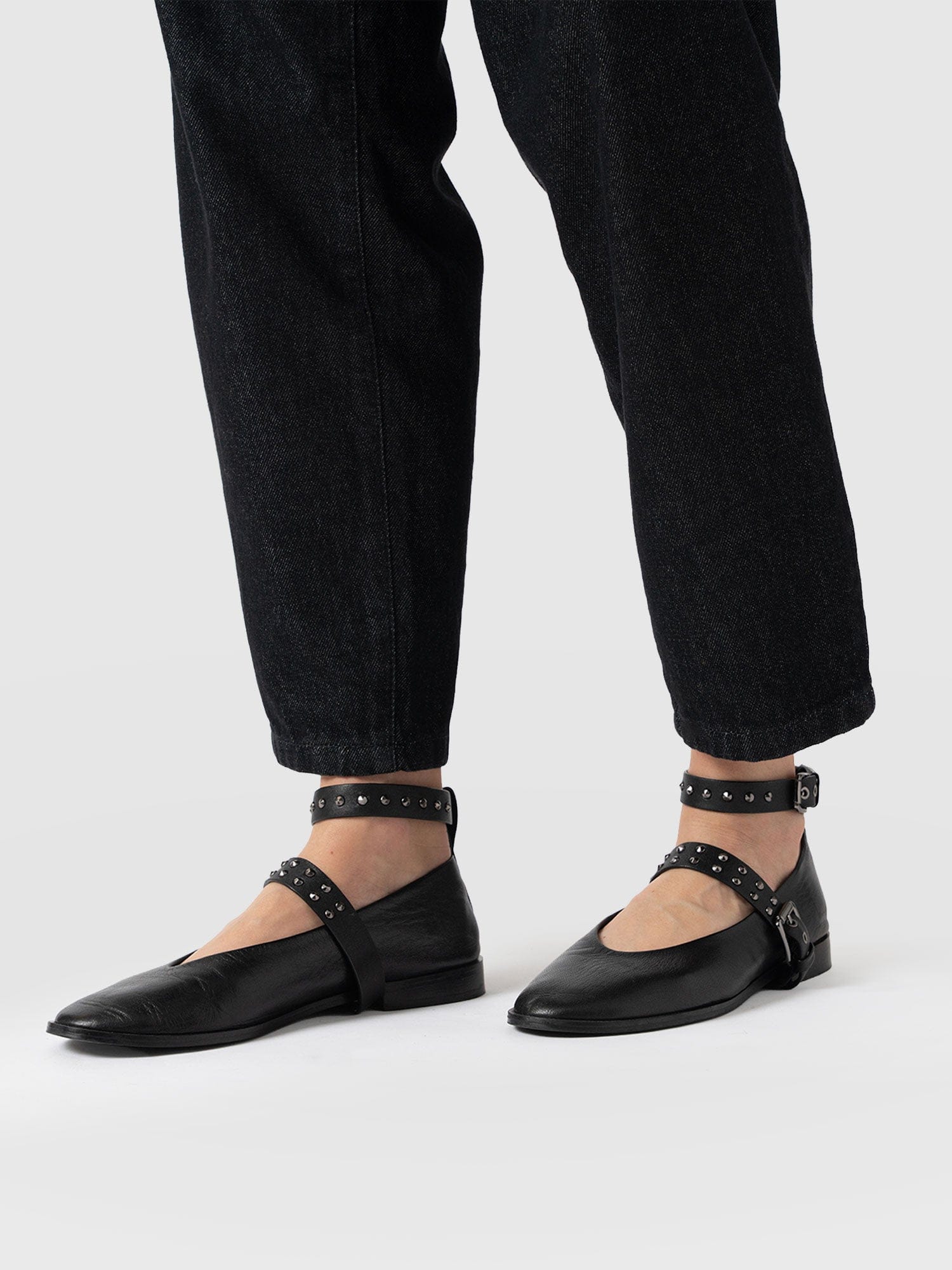 Vega Studded Ballerina Flats - Black