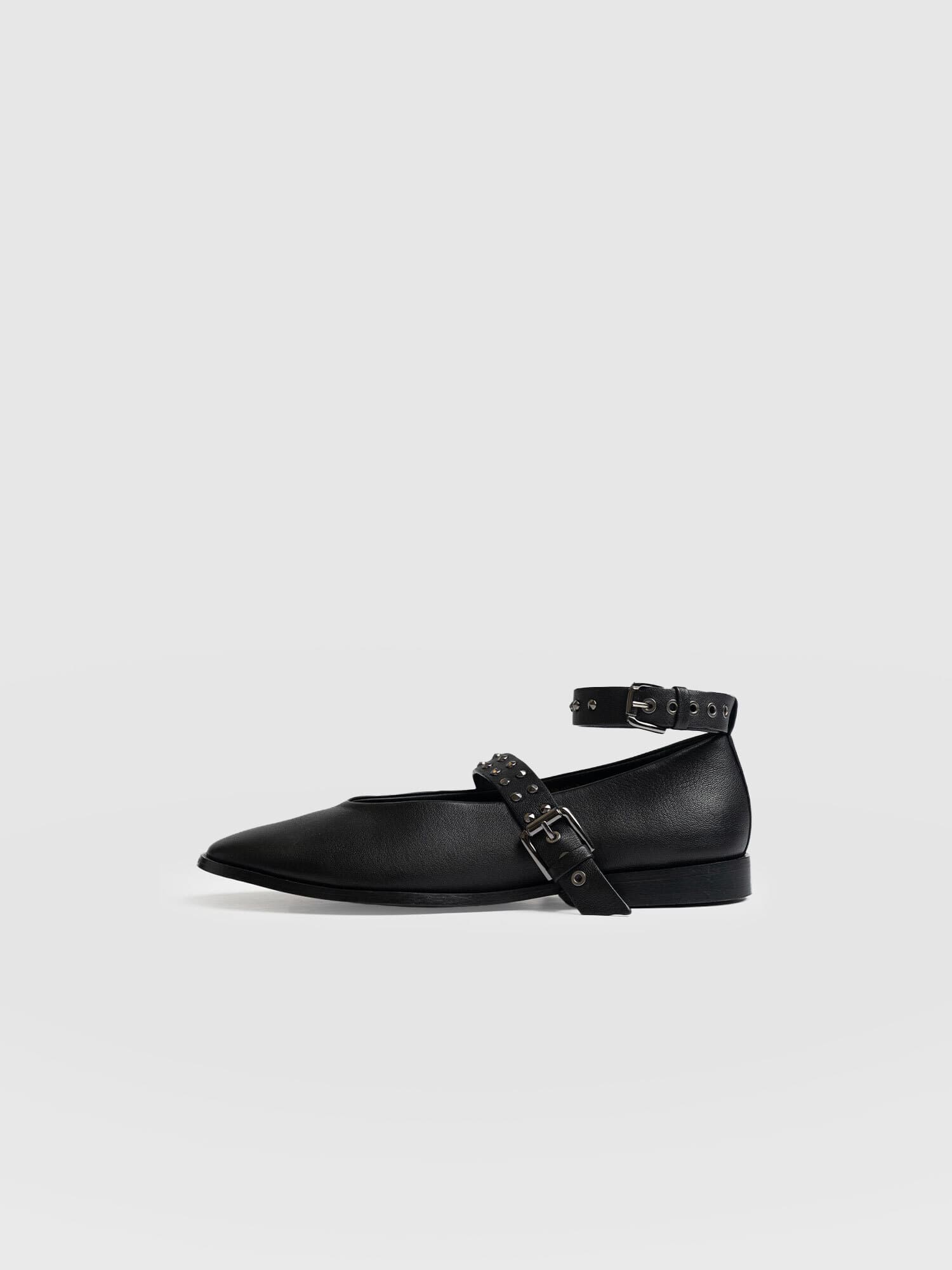Vega Studded Ballerina Flats - Black - Women's Shoes | Saint + Sofia? UK