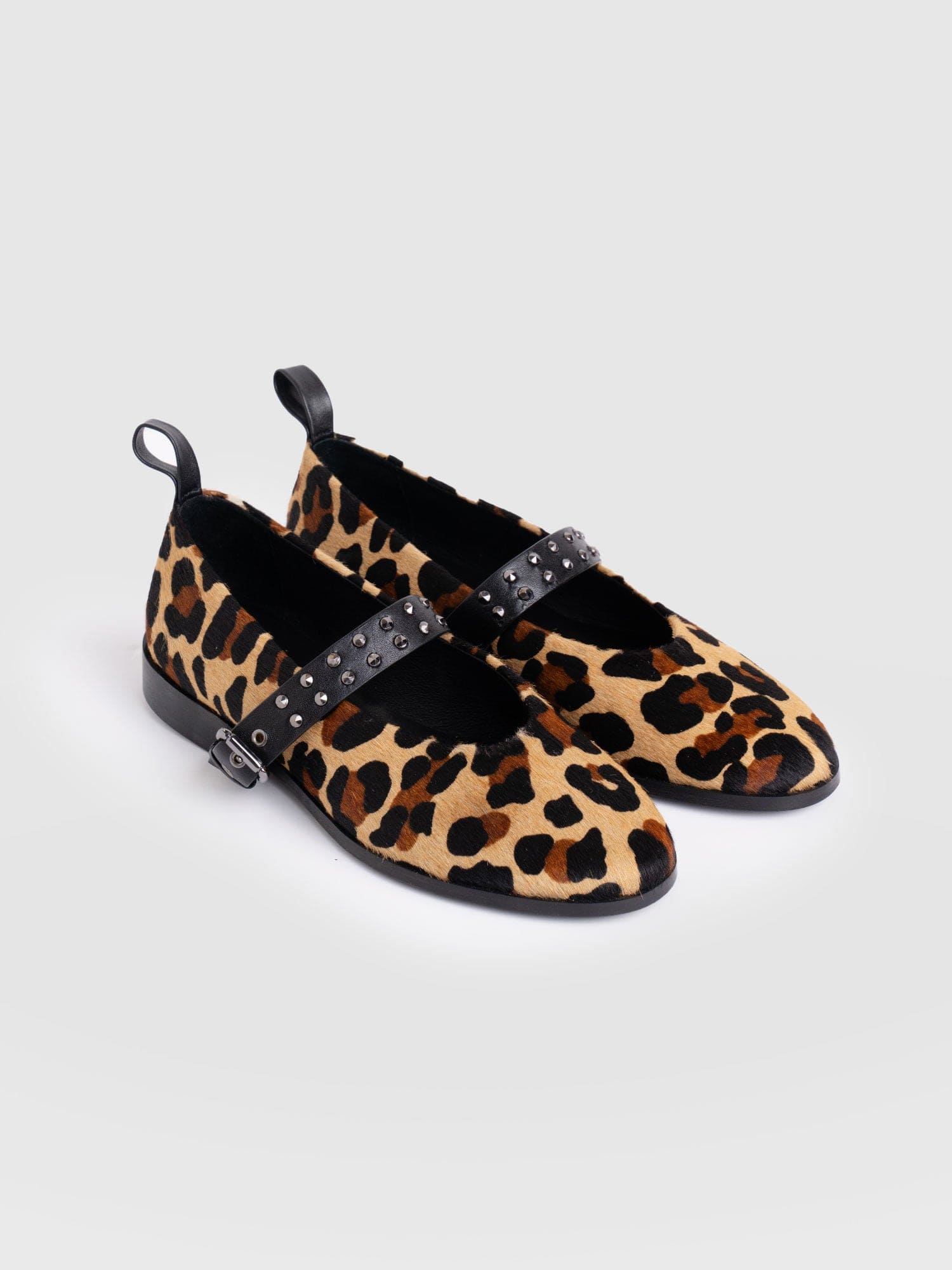 Vega Studded Ballerina Flats - Leopard